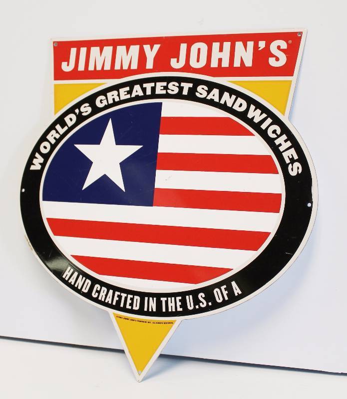 lot 41 image: Worlds greatest Sandwiches Jimmy Johns Porcelain Sign