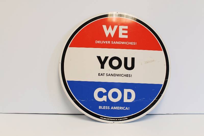 lot 44 image: Red, White & Blue Jimmy Johns Sign