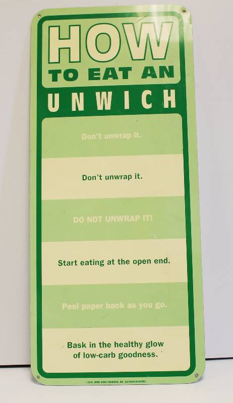 lot 54 image: How To Eat An Unwich JJ Sign