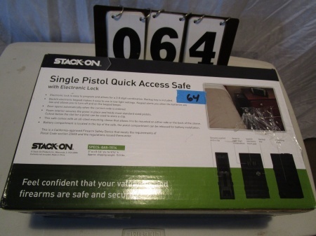 lot 64 image: Stack-On Quick Access Safe Single Pistol Safe