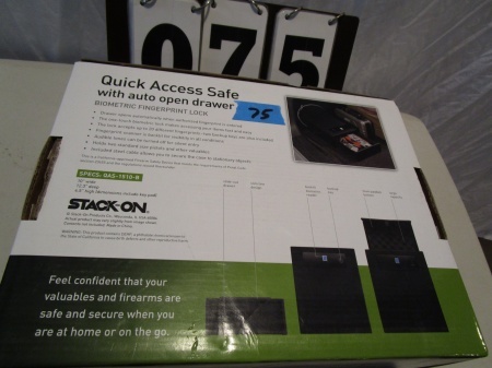 lot 75 image: Stack-On Quick Access Auto Open  Drawer Safe