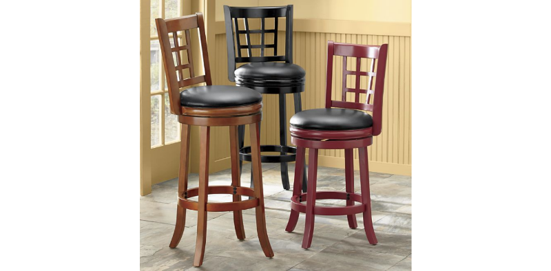 lot 120 image: Lattice-Back Stool Black Bar Height...