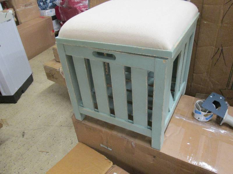 lot 133 image: Aqua Storage Ottoman open box , sli...