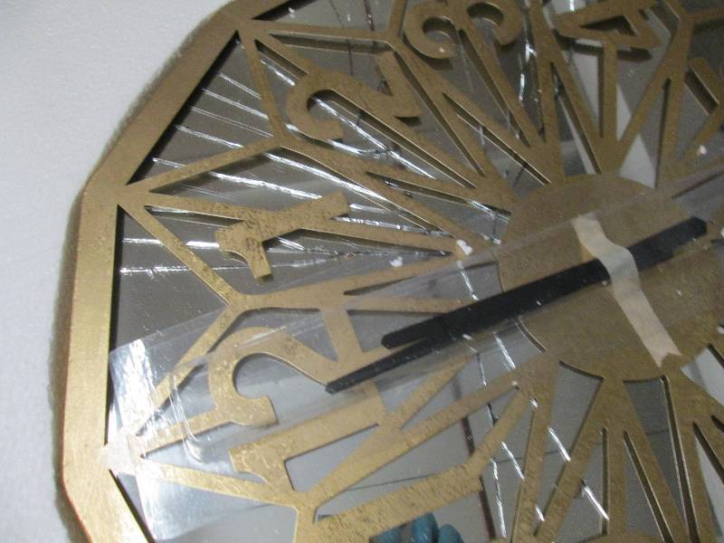 lot 34 image: Gold Geometric Clock open box, brok...