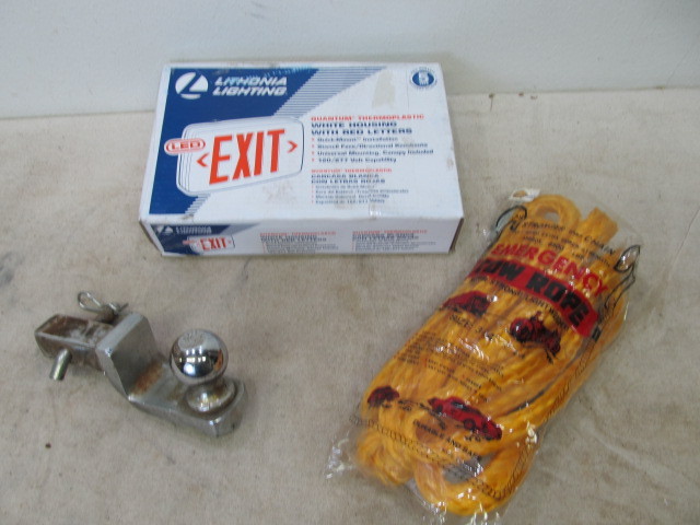 lot 26 image: Trailer Hitch  New Tow Rope  New Exit Sign