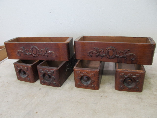 lot 79 image: Set of 6 Antique Sewing Cabinet Oak Drawers
