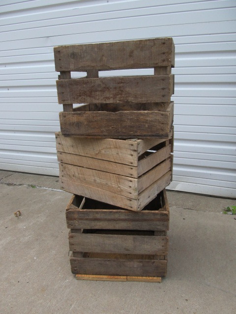 lot 103 image: 3 Antique Wooden Farm Crates