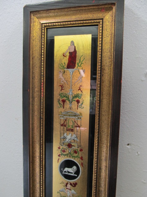 lot 6 image: Vintage Tall Reverse Painted Glass Framed Wall Art