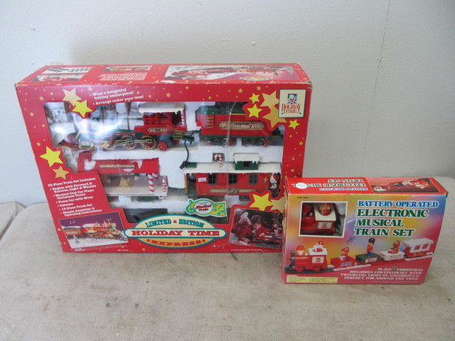 lot 113 image: 2 MINT IN BOX Holiday Train Sets