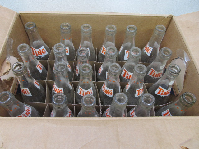 lot 133 image: Lot of 24 Vintage TING Soda Bottles