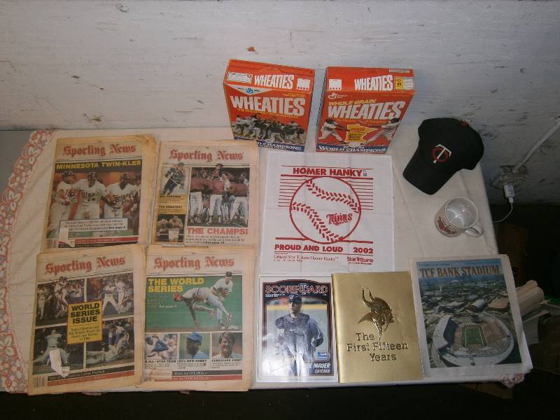 lot 197 image: Minnesota Twins Memrobilia -Wheaties, Newspapers, etc.
