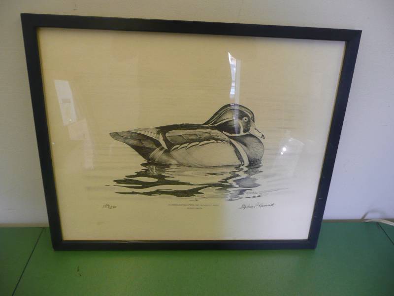 lot 7 image: RARE - Minnesota Artist Stephen P Hamrick - Northeast Chapter 1987 Banquet Print, Wood Duck (#149 of 250) Signed - Approx 22wide 17high - See Pictures