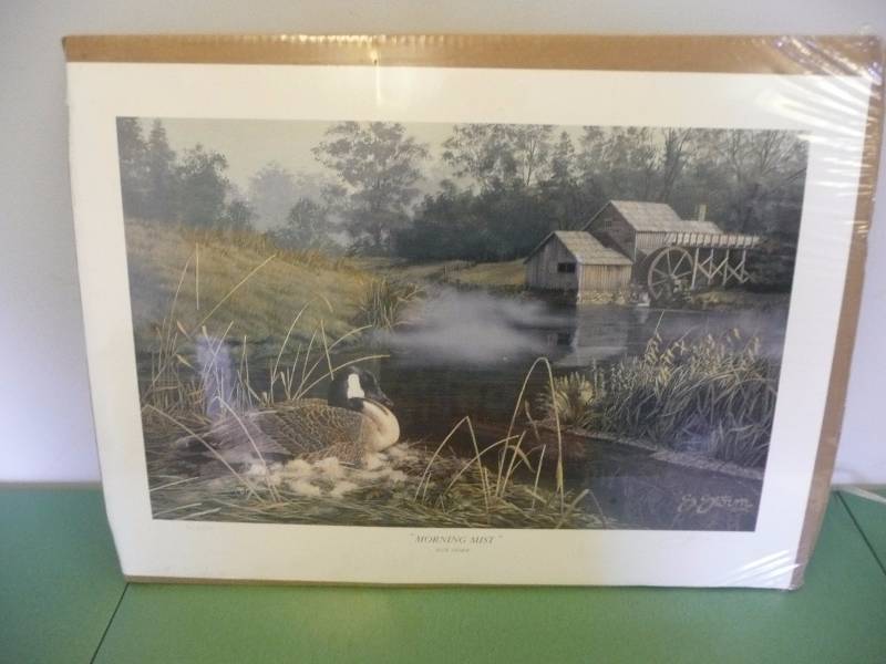 lot 9 image: Morning Mist By Scot Storm, Signed - Approx 27wide 21high - Wrapped In Plastic With Cardboard Backing - See Pictures