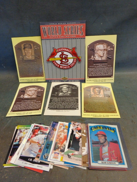 lot 48 image: Vintage Cardinals Cards, Baseball HOF Postcards and World Series Patch