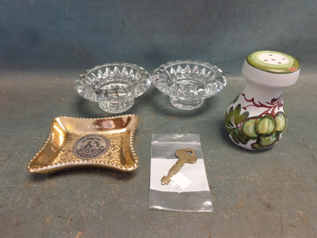 lot 55 image: Candle Holders, China Dish, Shaker and Key