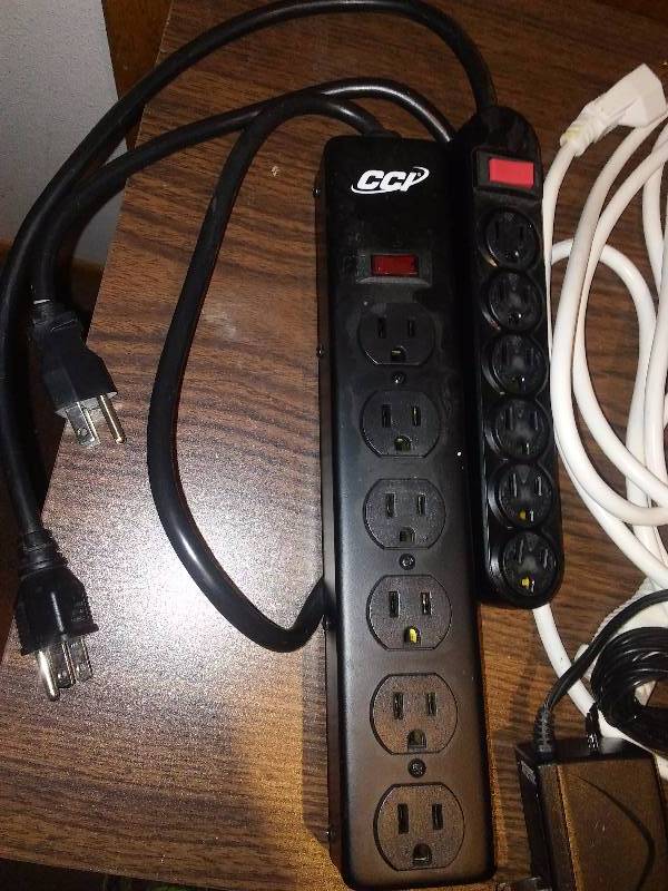 lot 122 image: Electrical Accessory Lot, surge protector (2), extension cords, Ethernet cord and more