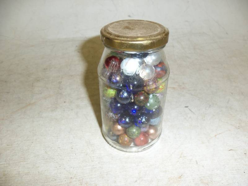 lot 15 image: Vintage Marbles in Jar