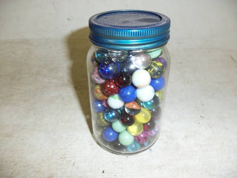 lot 21 image: Vintage Marbles in Jar