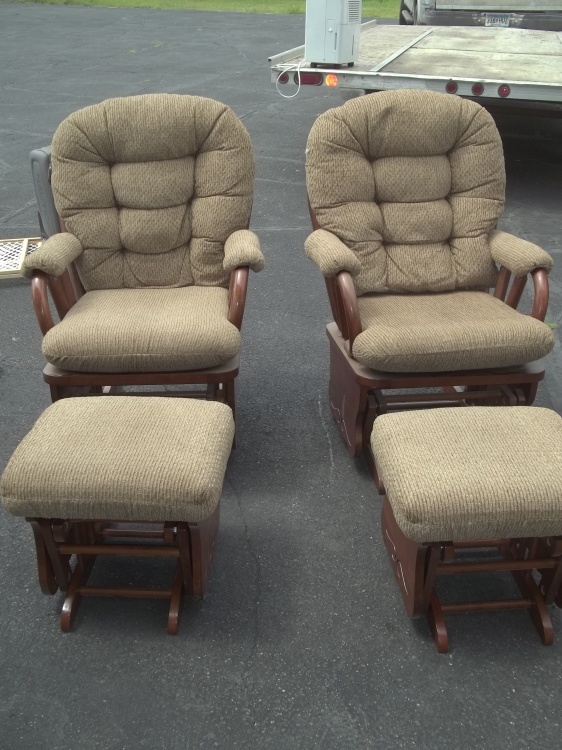 lot 143 image: Pair of Rockers with matching rocking Ottomans