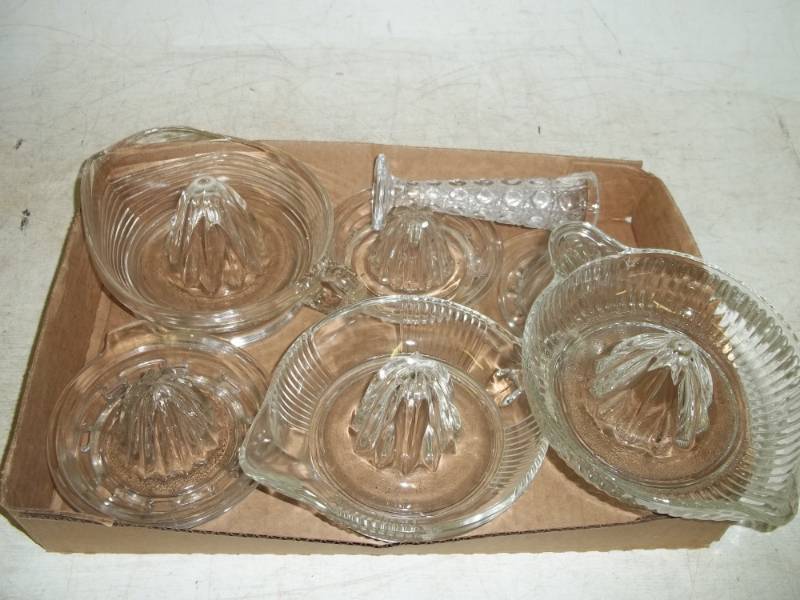 lot 251 image: 6 Glass Juicers and vase