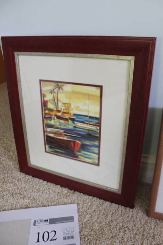 lot 103 image: Boat Harbor Framed Wall Art
