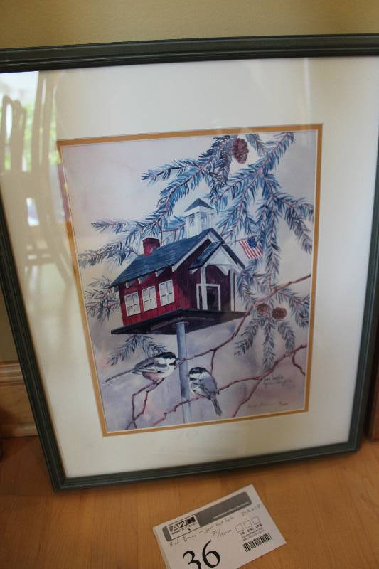 lot 36 image: Bird Brains by Jean Haefele #711500 Signed Numbered Framed Matted Wall Art
