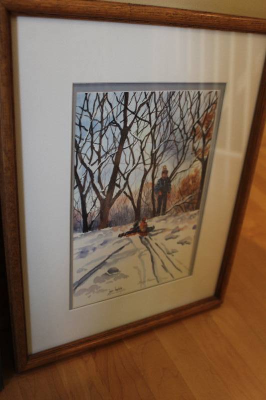 lot 35 image: Luge Team by Jean Haefele #201500 Signed Numbered Framed Matted Wall Art