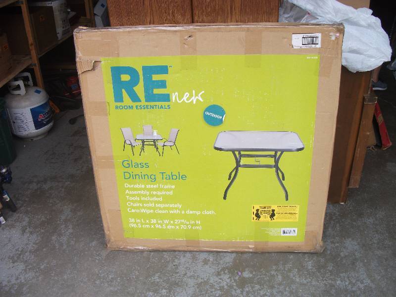 lot 13 image: Brand New Glass Patio Dining Table