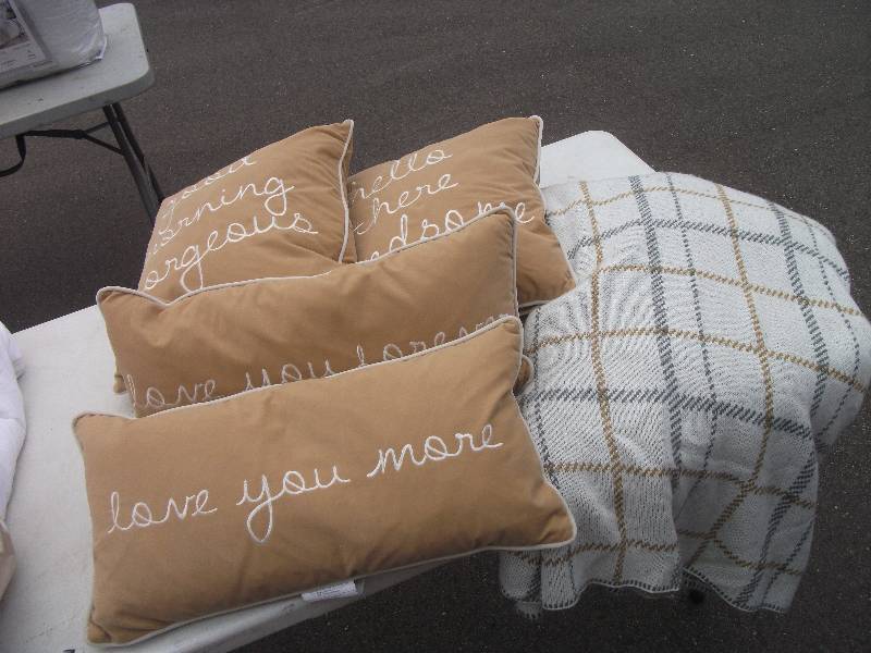 lot 29 image: King Size Knit Blanket & 4-Throw Pillows