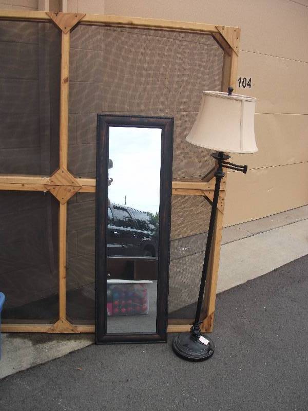 lot 31 image: Floor Lamp & Framed Mirror