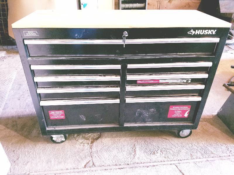 lot 143 image: Husky Tool Chest With All the Tools Shown