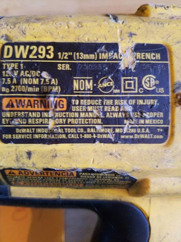 lot 125 image: DeWalt DW293 Impact Wrench