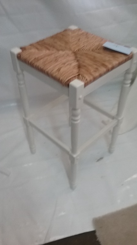 White Wicker Stool 29
