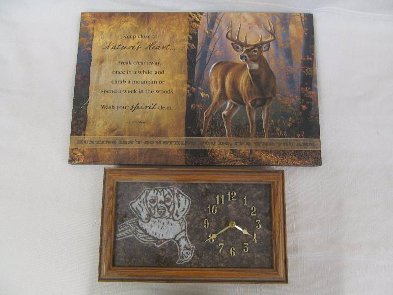 lot 39 image: granite clock, deer picture