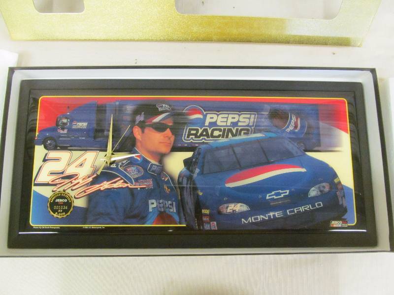 lot 53 image: Limited edition Jeff Gordon Pepsi racing clock
