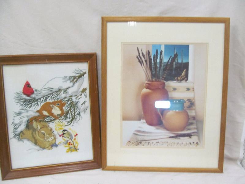 lot 55 image: needle work picture, Aztec picture
