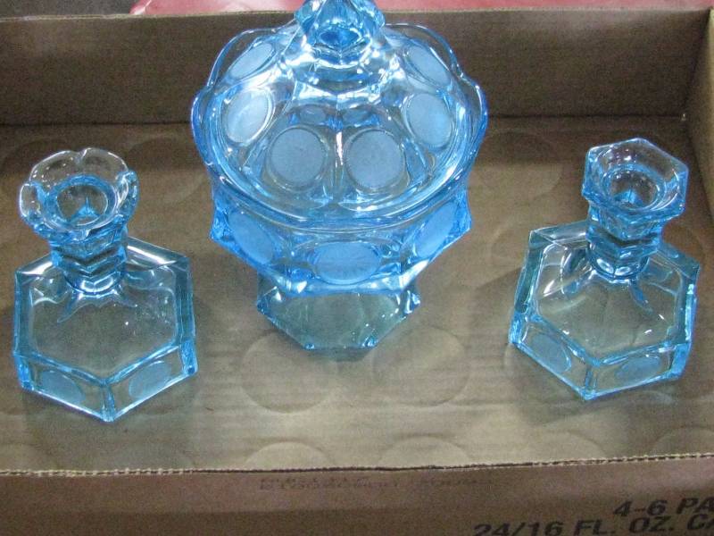 lot 32 image: Fostoria Blue Glassware