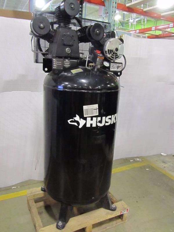 lot 9 image: Husky 80 gal. 3 Cylinder Single Stage Electric Air Compressor