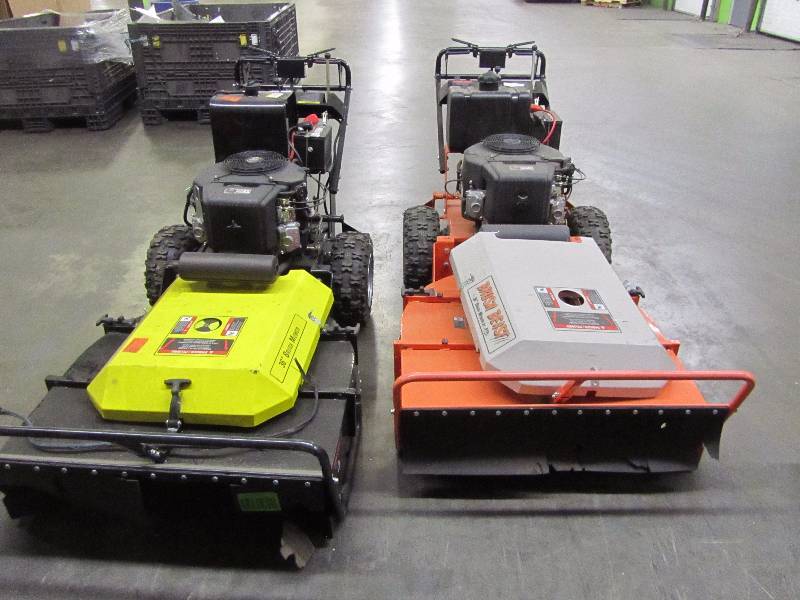 lot 70 image: (2) Beast 36 in. 22 HP Robin Subaru Commercial Duty Dual Hydro Brush Commercial Walk Behind Mower