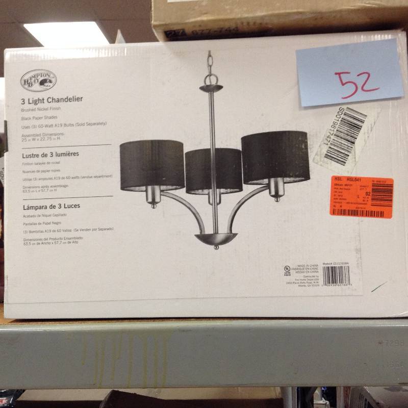 Hampton Bay 3 Light Chandelier