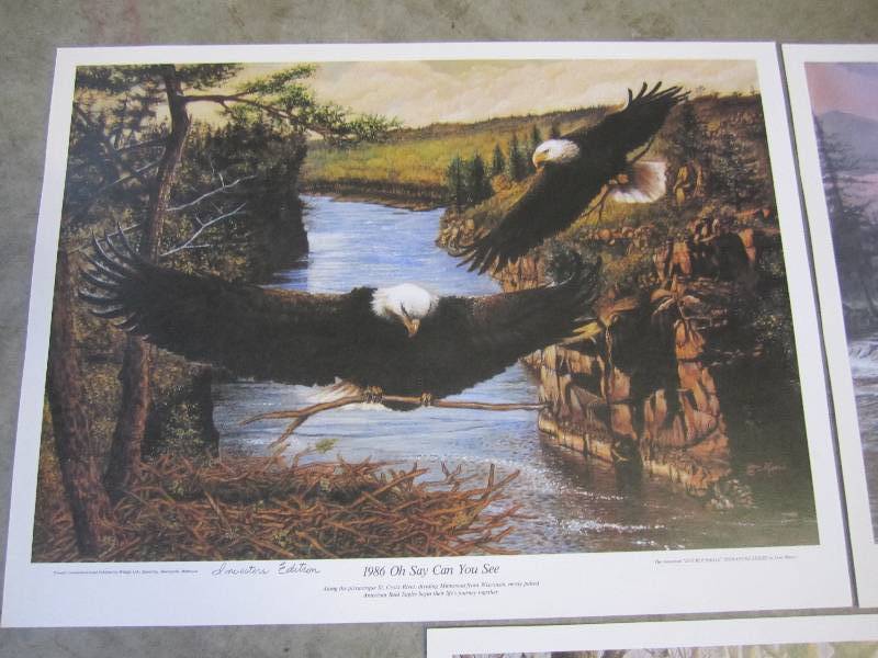 lot 239 image: Lot of 3 wildlife prints. Eagles 13...