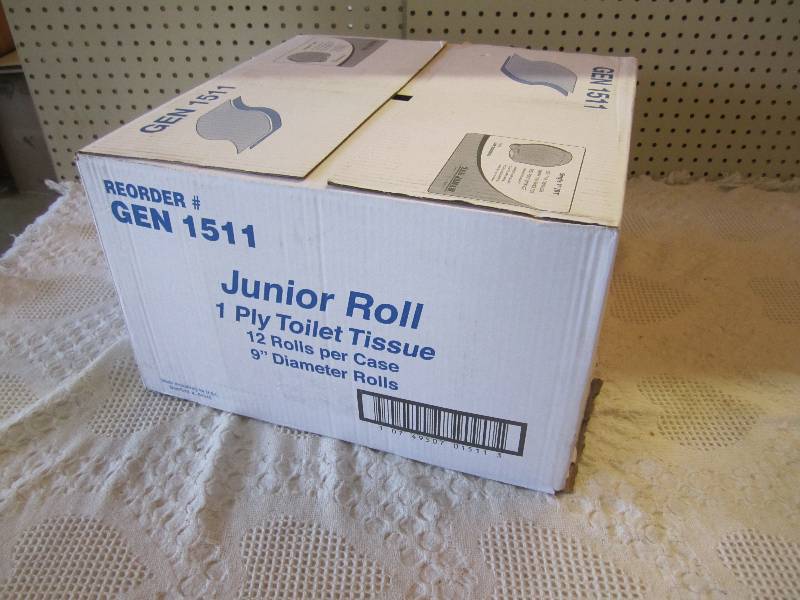 lot 40 image: Case of 12 Junior Roll 1-Ply Toilet...