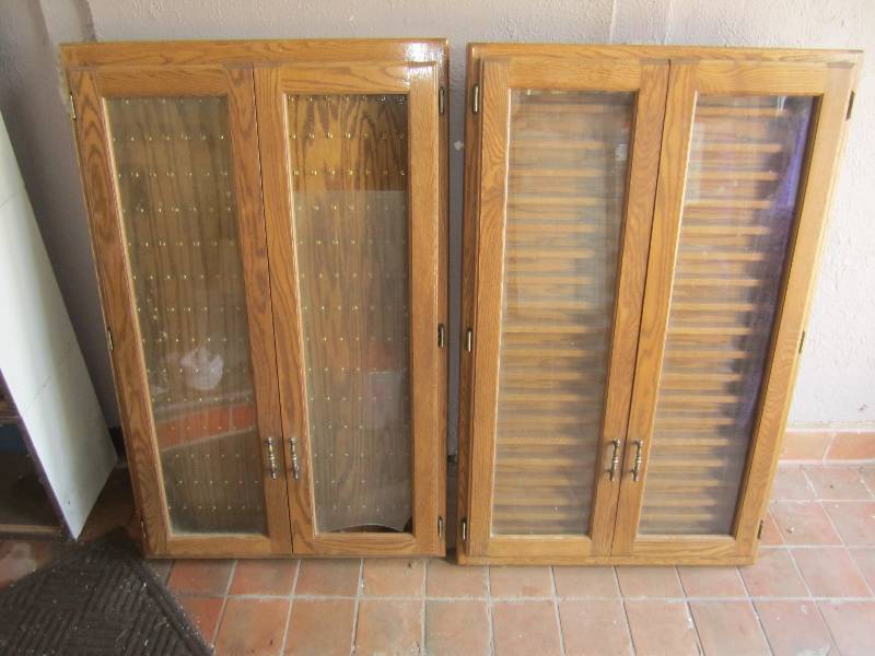 lot 86 image: 2 Large wall mount display cabinets...