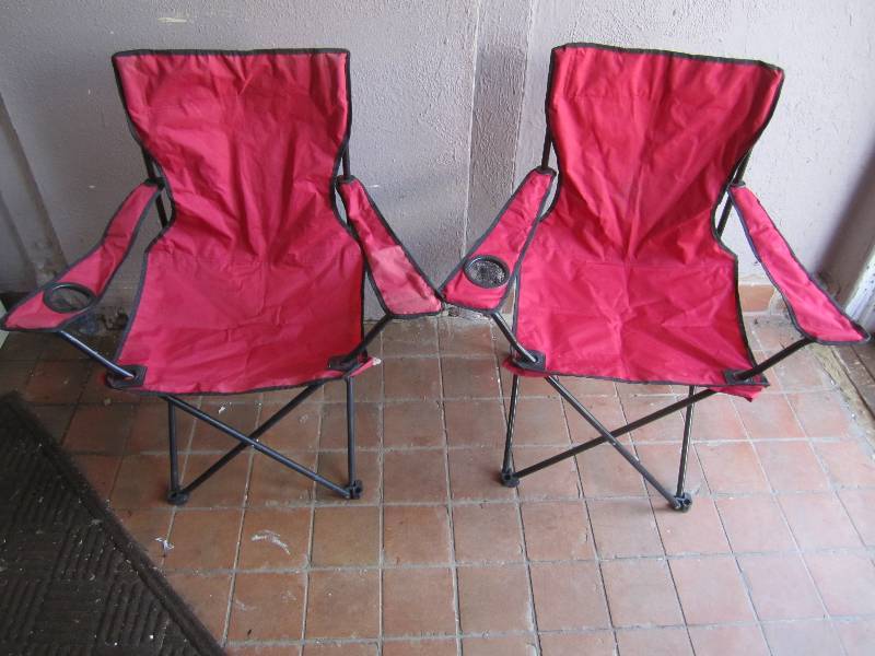 lot 145 image: Pair of Red Folding Chairs....