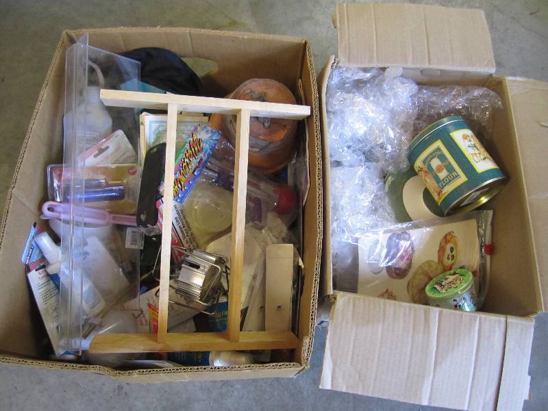 lot 225 image: 2 boxes full of misc various items....