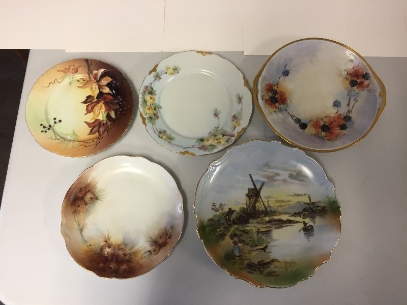 lot 2 image: 5 Antique Bavarian Hand Painted Plates