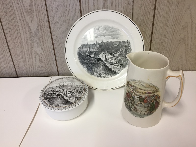 lot 4 image: Villeroy & Boch Covered Trinket Box, Plate, Staffordshire Pottery Pitcher