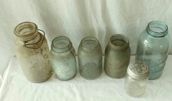 6 Vintage Glass Jars