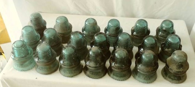 20 Blue Glass Insulators