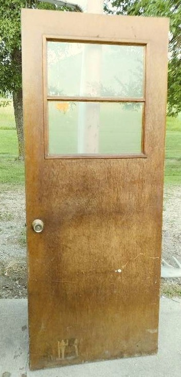 Wooden Door with 2 Glass Panes